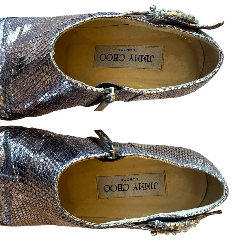 Jimmy Choo Pink Snakeskin Ankle Bling Boots 38/8 - Picture 10 of 14